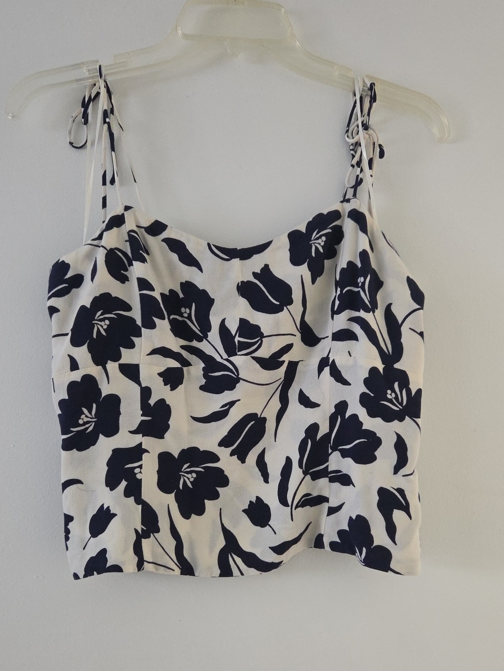 Old Navy Navy and White Floral Tie-Shoulder Cami
